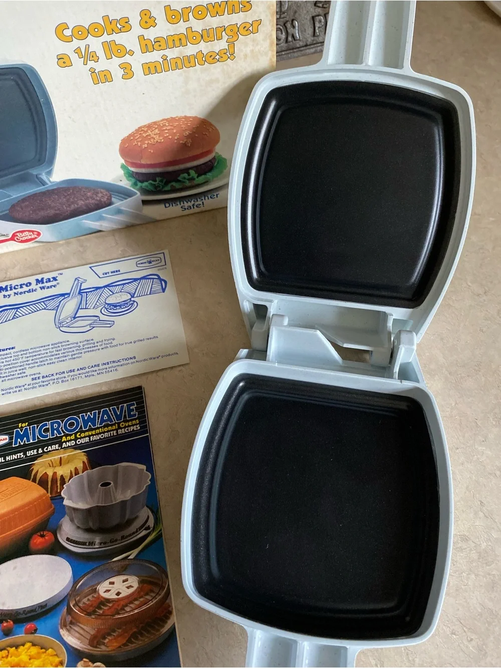 Vintage Micro Max Nordic Ware Microwave Hamburger Sandwich Grill New Open Box